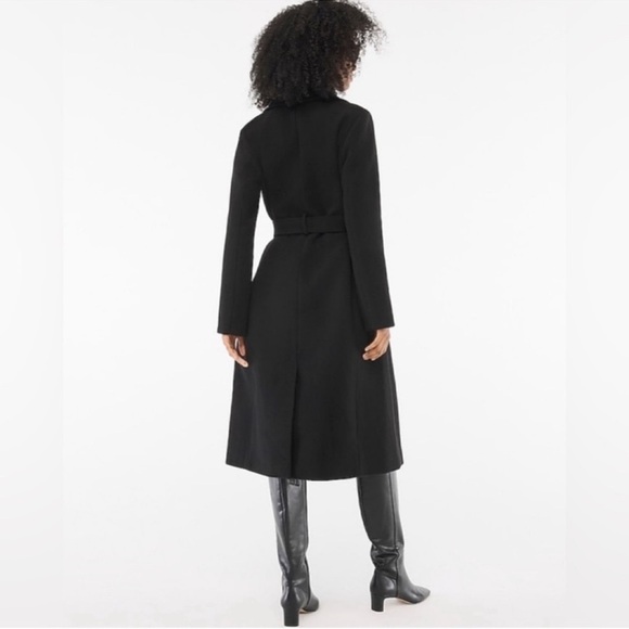 J. Crew Factory Belted Wool-Blend Coat in Black Size: 4P, NWT - Picture 2 of 11